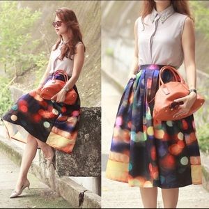 City Lights Pleated A line Skirt